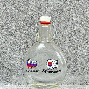 Clear Glass Slovensko Bottle With Sheep Print & Swing Top 250ml Unique Design Gi